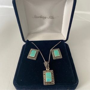 Sterling Silver and Turquoise Necklace and Earring Set